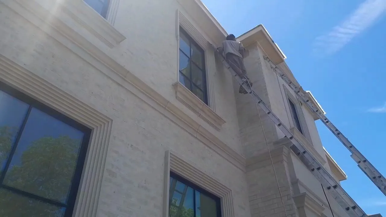 Roof and eave repair on a two-story home